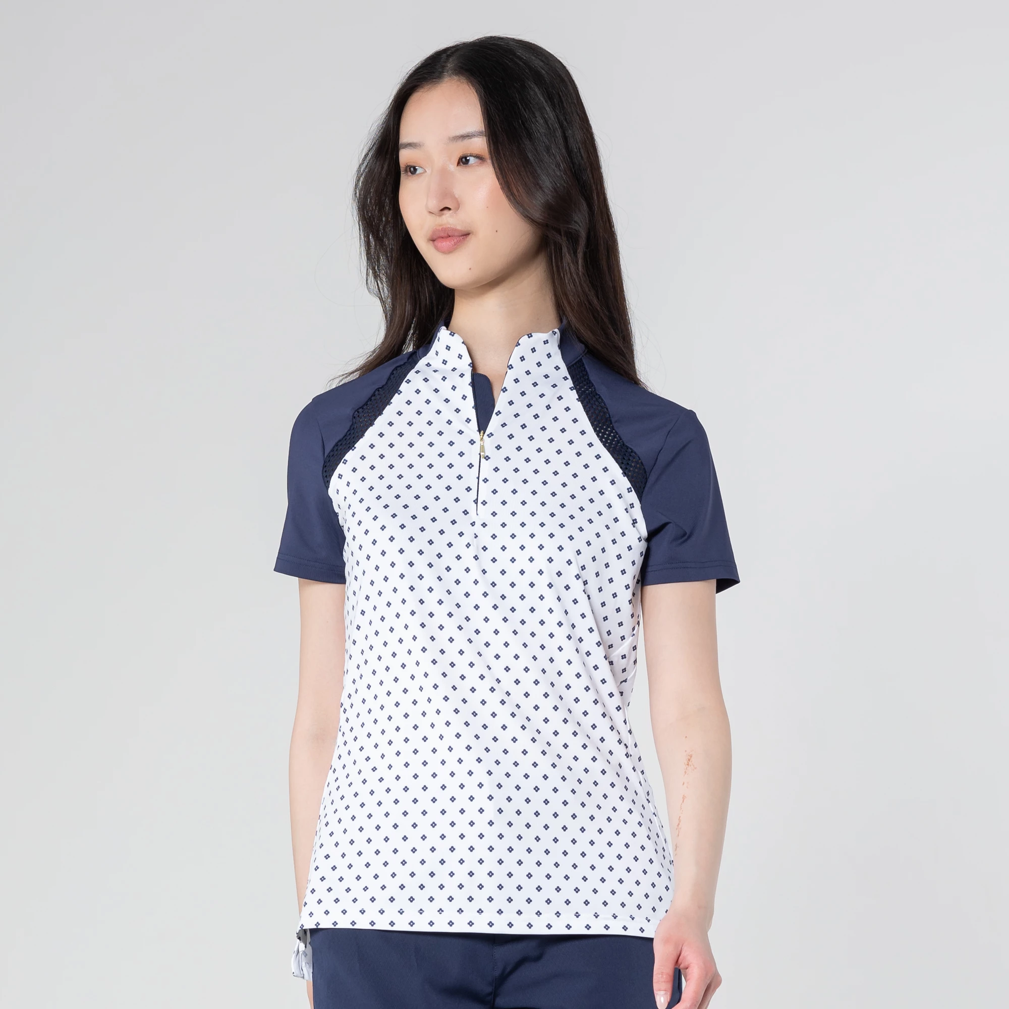 Charm Short Sleeve Polo White/Navy 087